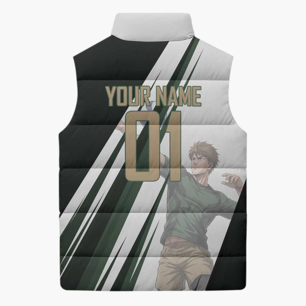 Personalized Mumen Rider Volleyball Sleeveless Puffer Jacket Saitama Anime