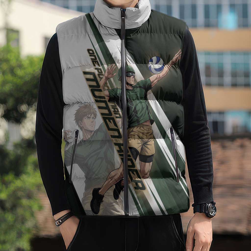 Personalized Mumen Rider Volleyball Sleeveless Puffer Jacket Saitama Anime