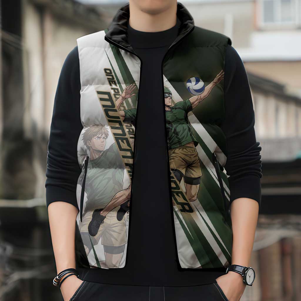 Personalized Mumen Rider Volleyball Sleeveless Puffer Jacket Saitama Anime