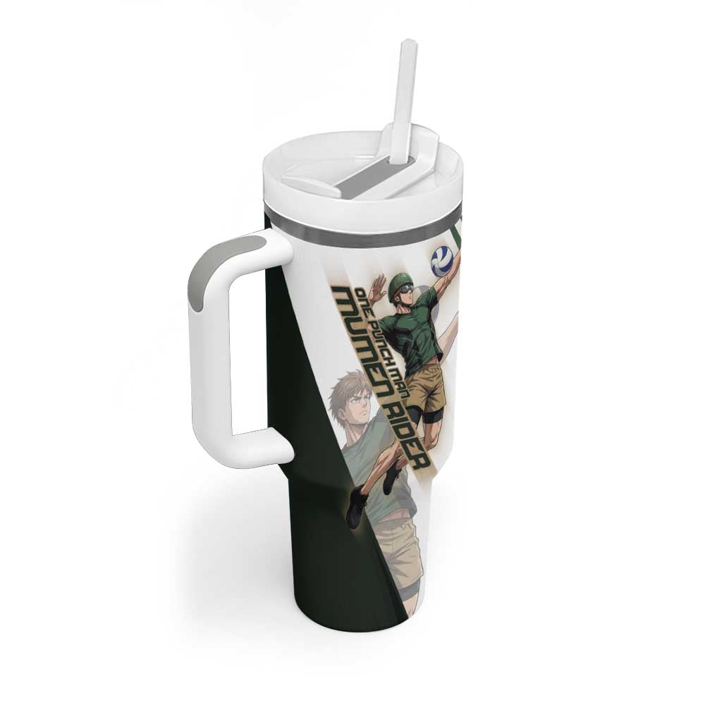 Personalized Mumen Rider Volleyball Tumbler With Handle Saitama Anime