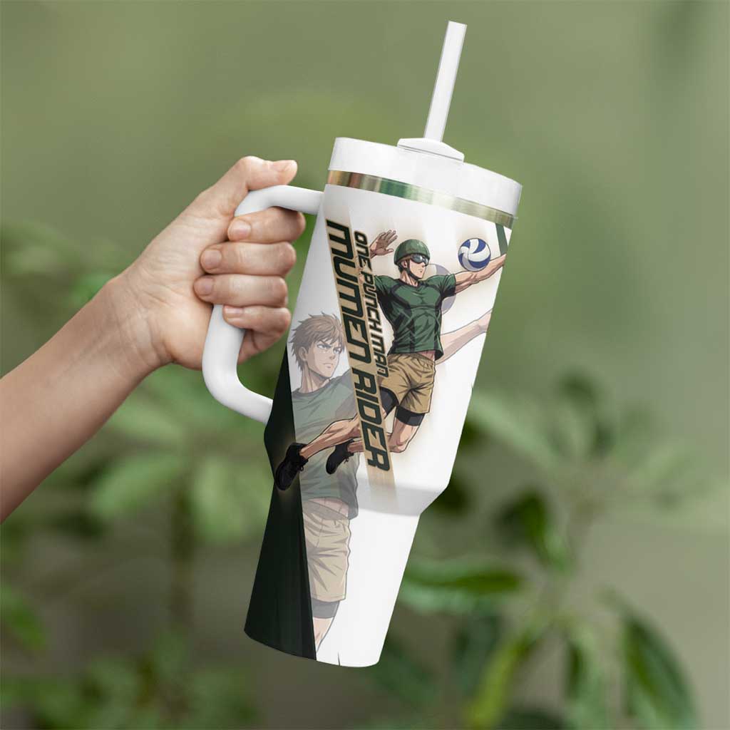 Personalized Mumen Rider Volleyball Tumbler With Handle Saitama Anime