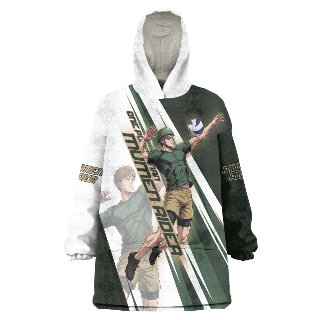 Personalized Mumen Rider Volleyball Wearable Blanket Hoodie Saitama Anime