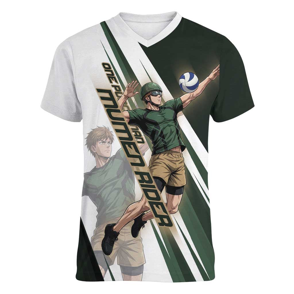Personalized Mumen Rider Volleyball Women V-Neck T-Shirt Saitama Anime
