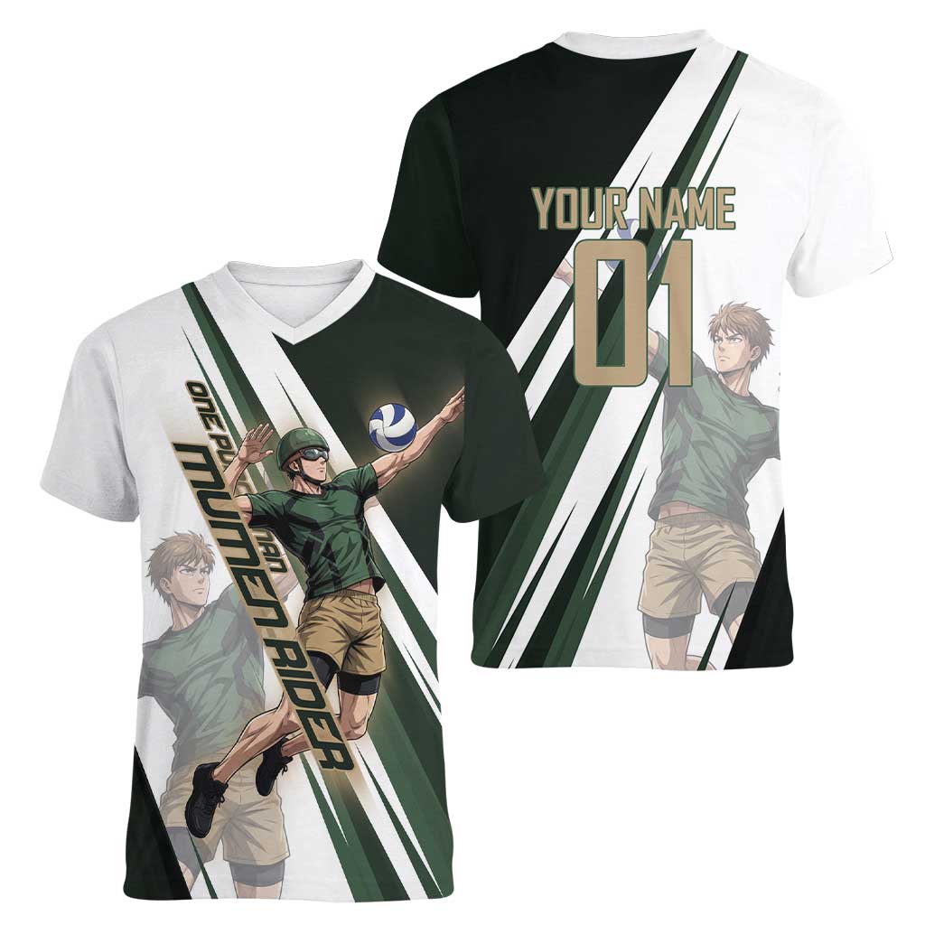 Personalized Mumen Rider Volleyball Women V-Neck T-Shirt Saitama Anime