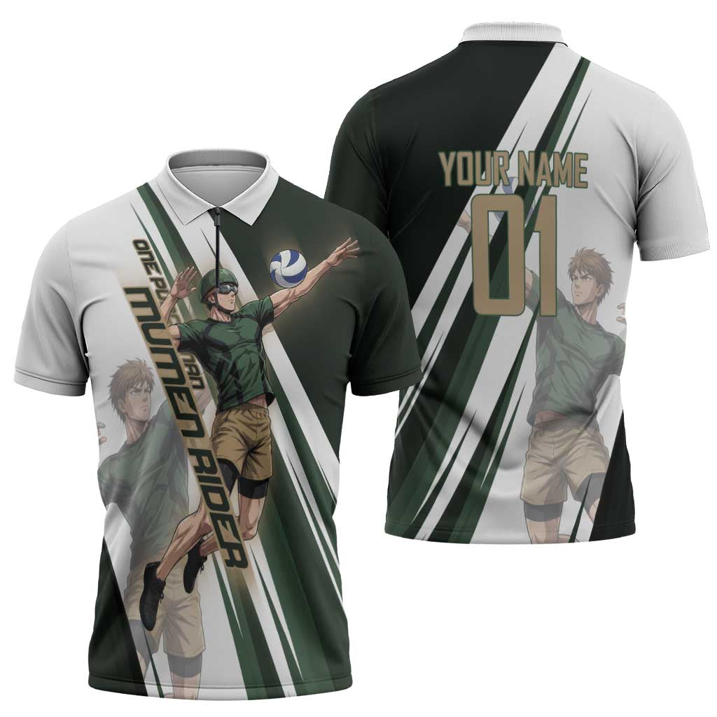 Personalized Mumen Rider Volleyball Zipper Polo Shirt Saitama Anime