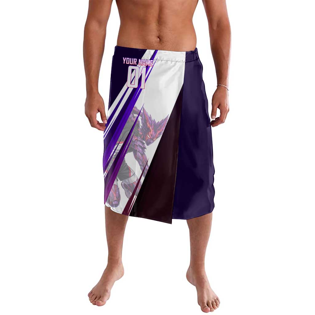 Personalized Garou Monster Volleyball Design Lavalava with Dynamic Pose, Purple and White Diagonal Stripes Featuring One Punch Man Anime Theme