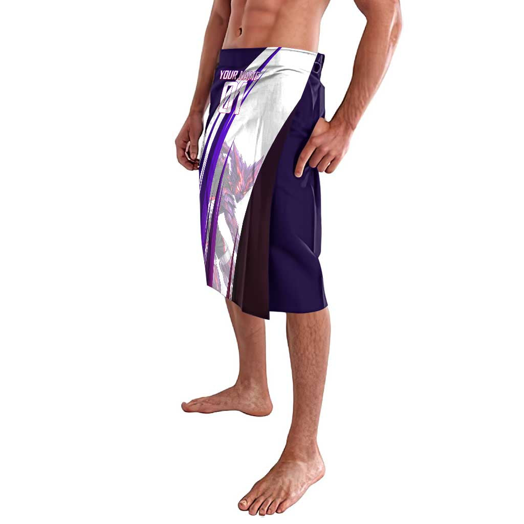Personalized Garou Monster Volleyball Design Lavalava with Dynamic Pose, Purple and White Diagonal Stripes Featuring One Punch Man Anime Theme