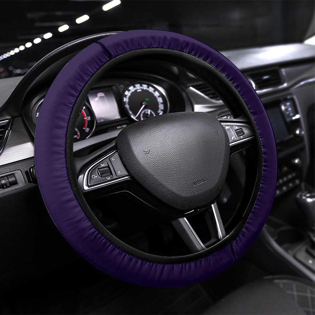 Garou Monster Volleyball Design Steering Wheel Cover with Dynamic Pose, Purple and White Diagonal Stripes Featuring One Punch Man Anime Theme