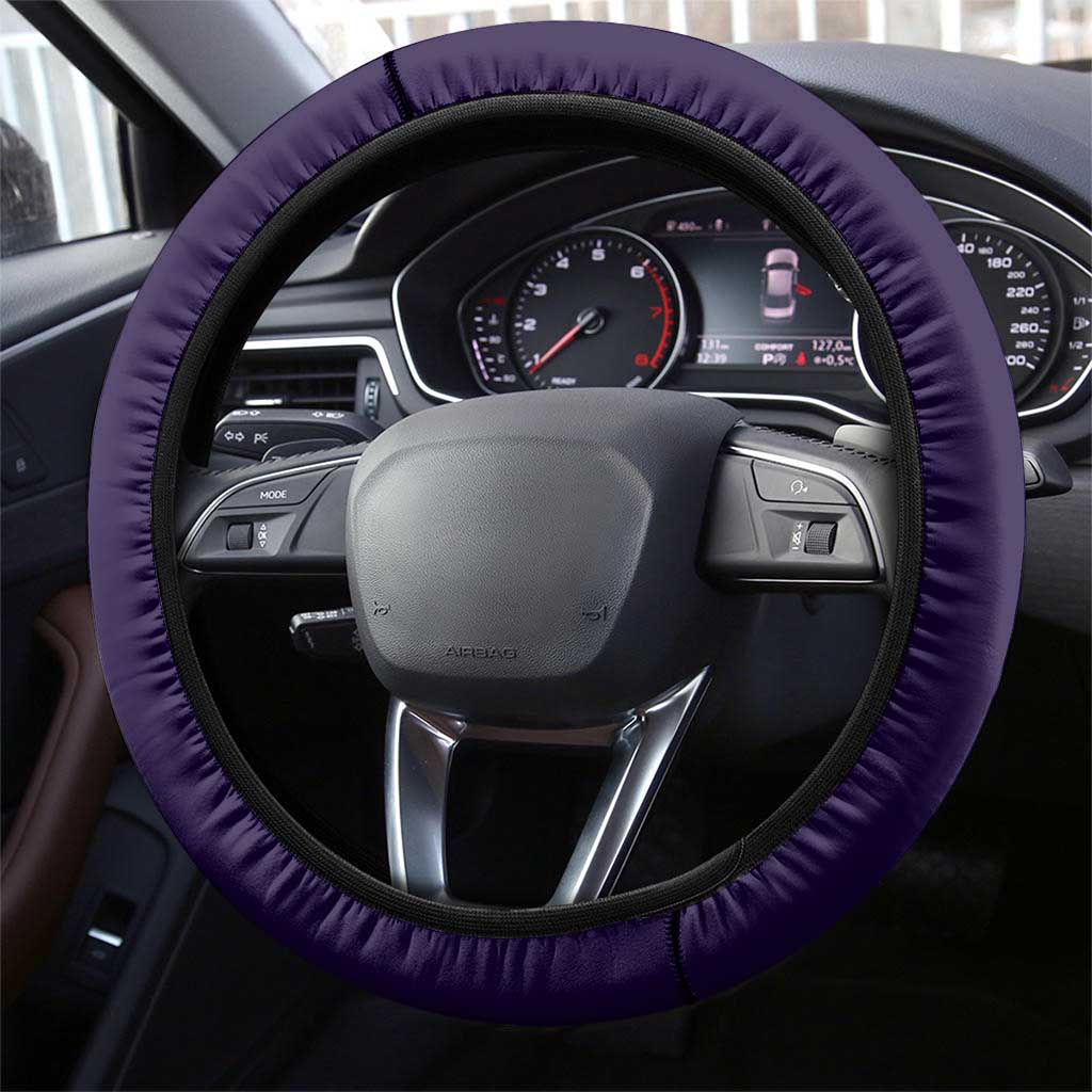 Garou Monster Volleyball Design Steering Wheel Cover with Dynamic Pose, Purple and White Diagonal Stripes Featuring One Punch Man Anime Theme
