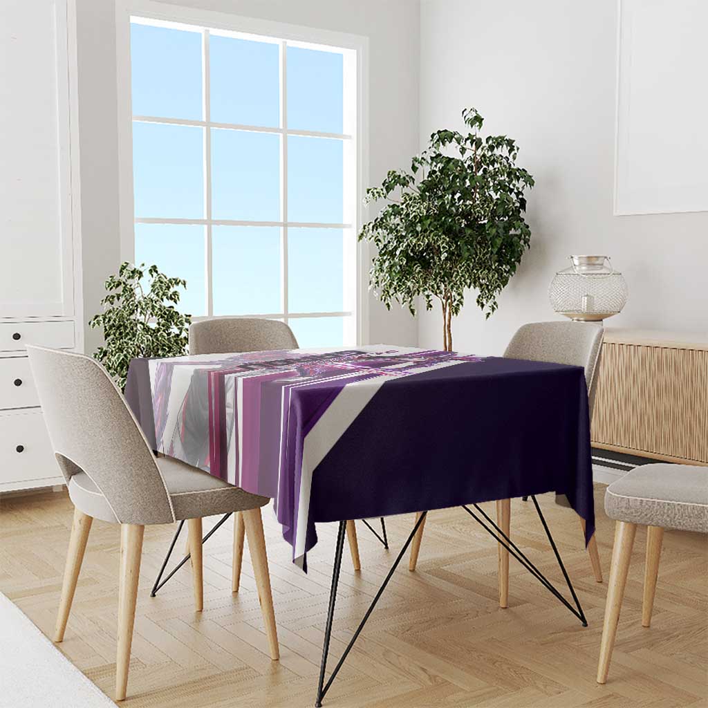 Personalized Garou Monster Volleyball Design Tablecloth with Dynamic Pose, Purple and White Diagonal Stripes Featuring One Punch Man Anime Theme