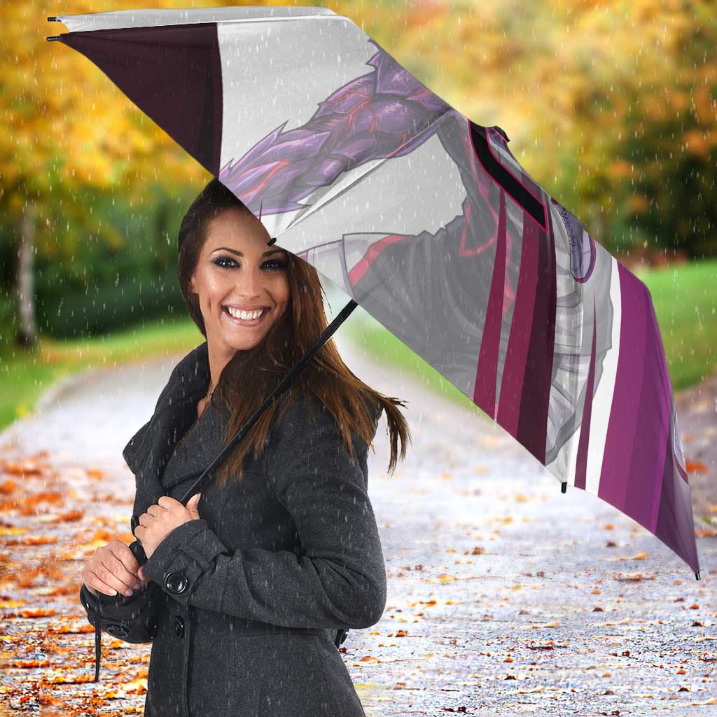 Personalized Garou Monster Volleyball Design Umbrella with Dynamic Pose, Purple and White Diagonal Stripes Featuring One Punch Man Anime Theme