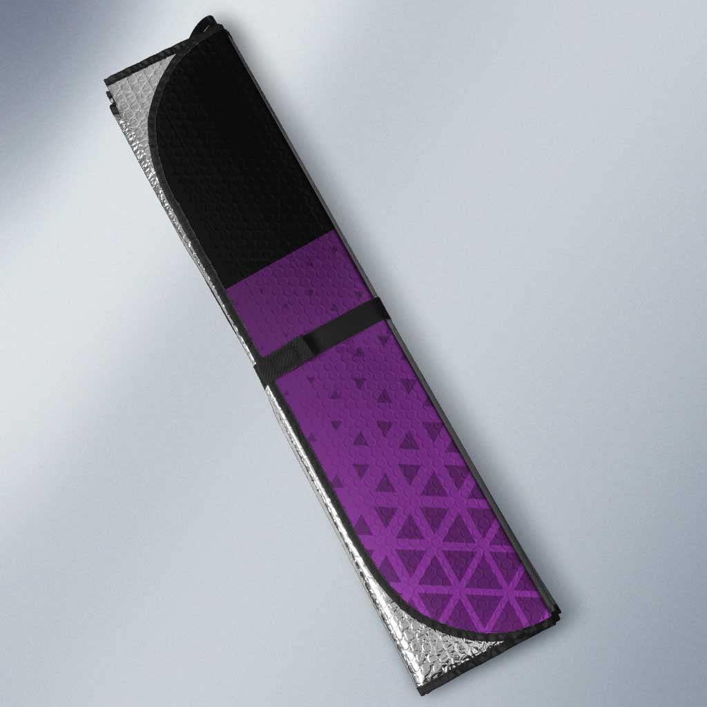 Personalized Lucy Tennis Design Auto Sun Shade with a Cyberpunk Edgerunners Theme Featuring Neon Purple and Dynamic Poses