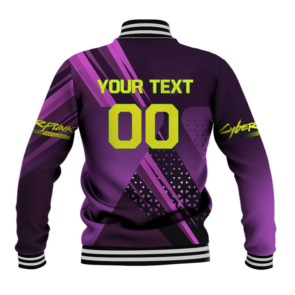Personalized Lucy Tennis Design Baseball Jacket with a Cyberpunk Edgerunners Theme Featuring Neon Purple and Dynamic Poses