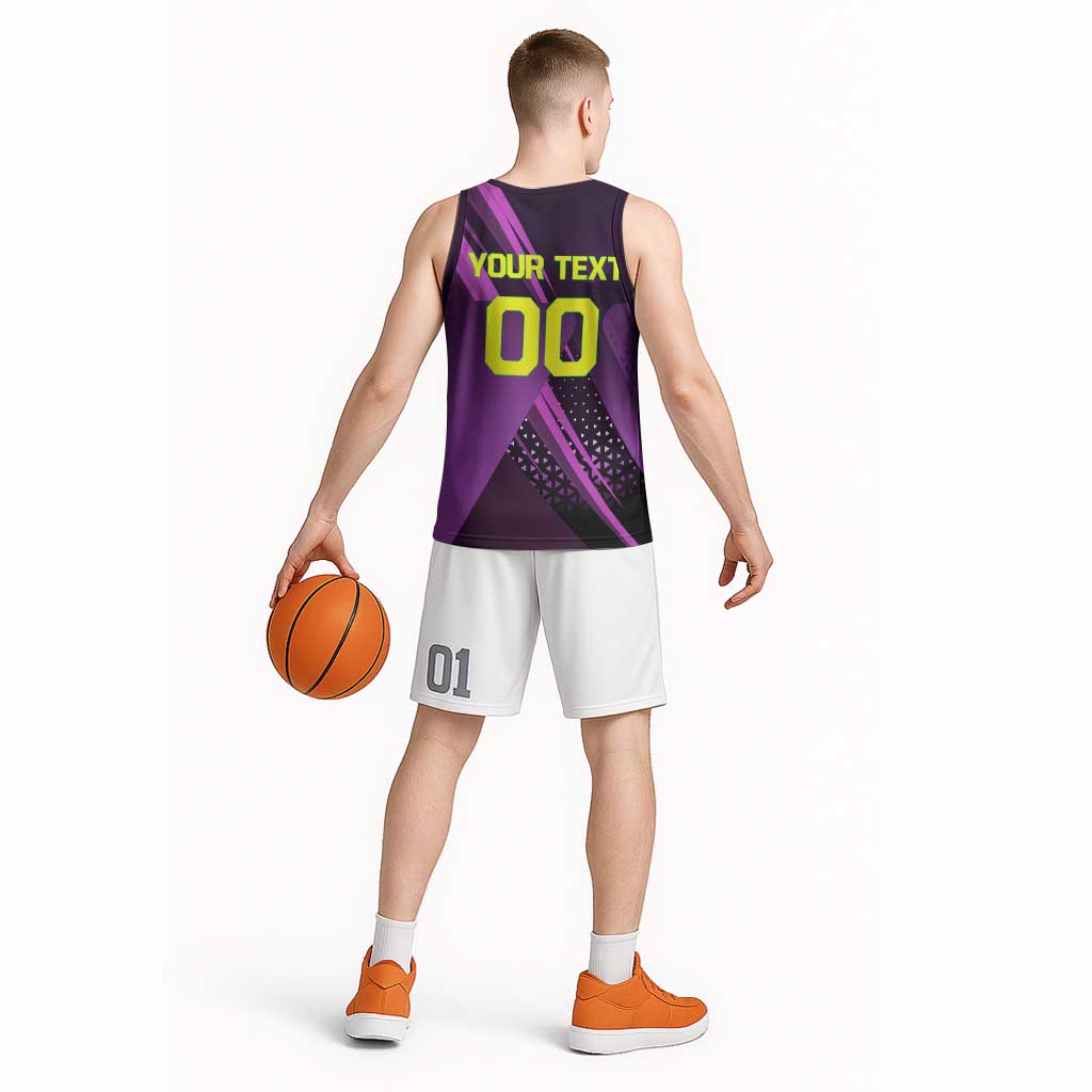 Personalized Lucy Tennis Design Basketball Jersey with a Cyberpunk Edgerunners Theme Featuring Neon Purple and Dynamic Poses