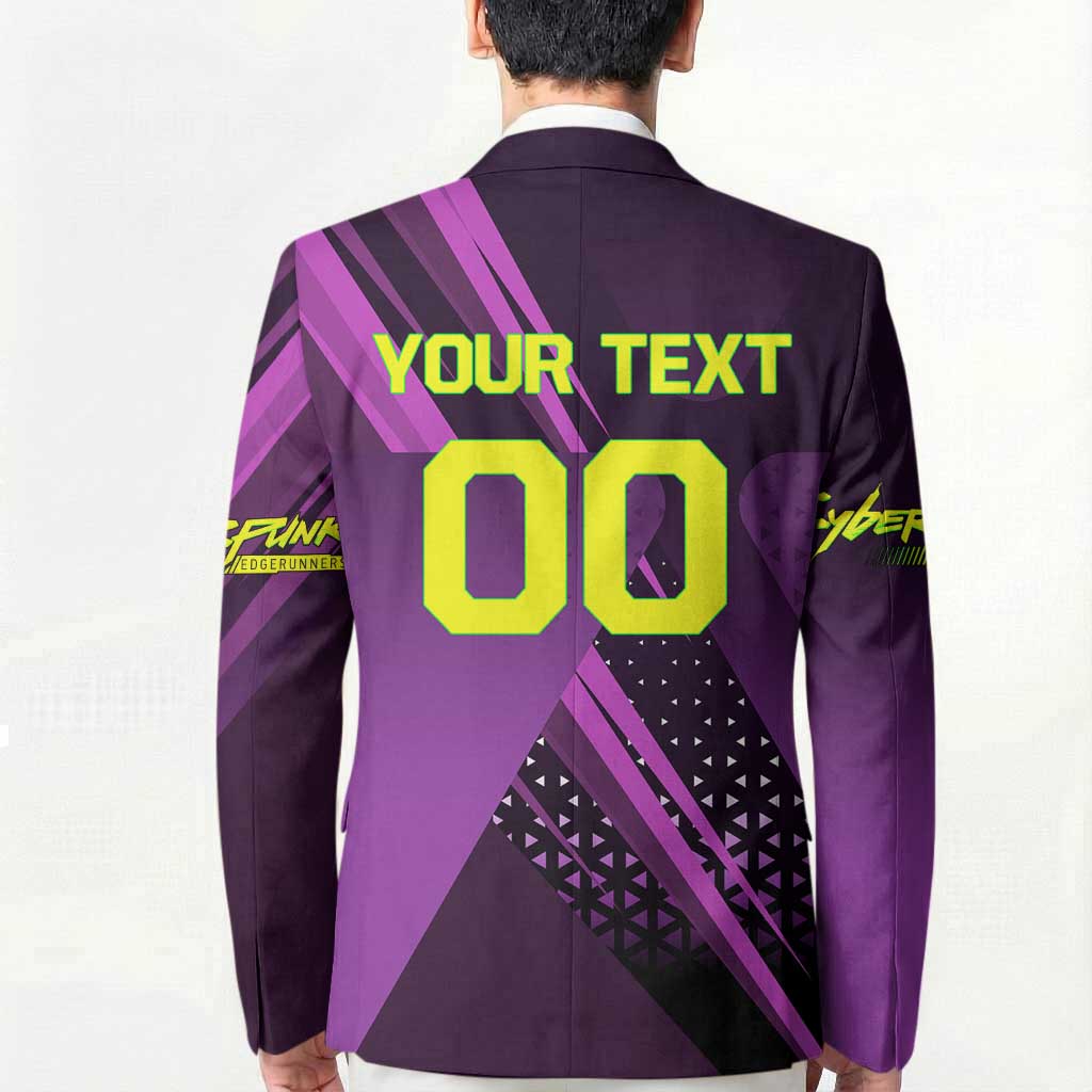 Personalized Lucy Tennis Design Blazer with a Cyberpunk Edgerunners Theme Featuring Neon Purple and Dynamic Poses