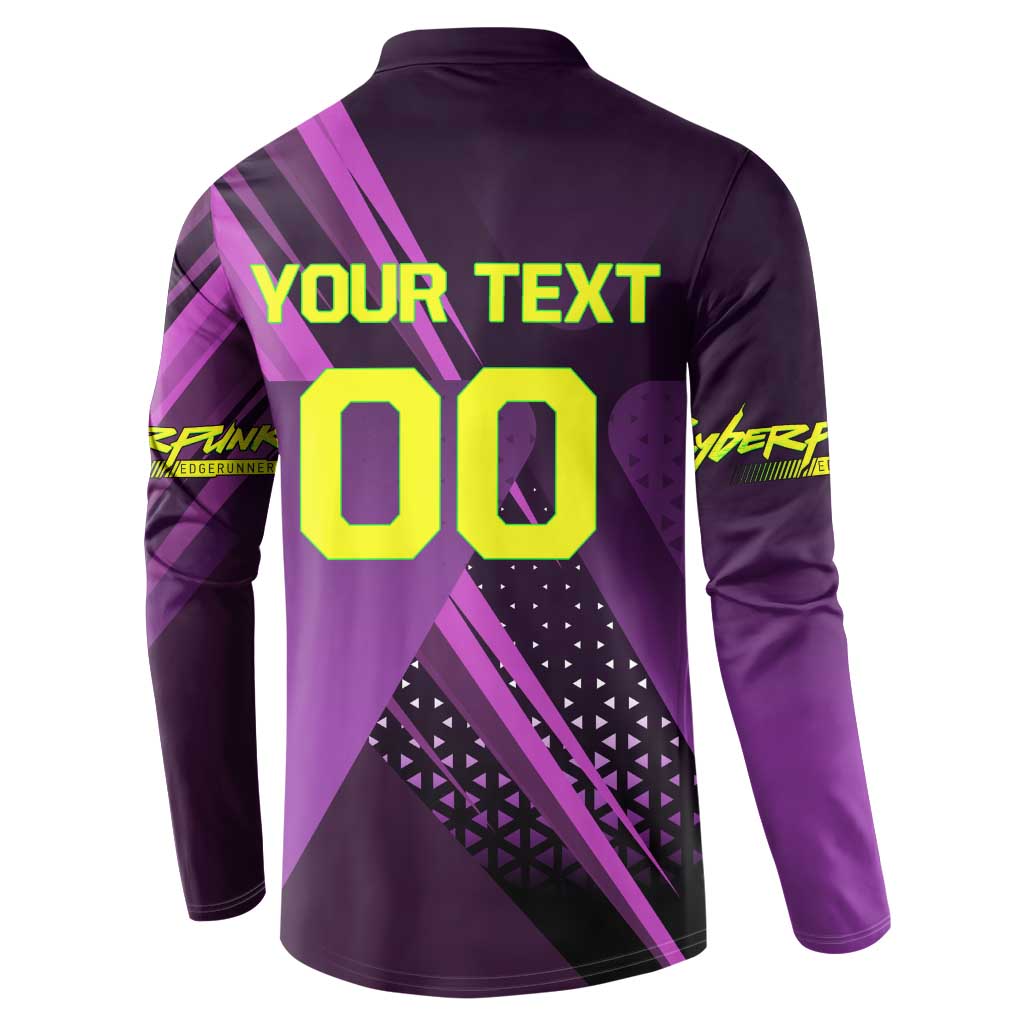 Personalized Lucy Tennis Design Button Sweatshirt with a Cyberpunk Edgerunners Theme Featuring Neon Purple and Dynamic Poses