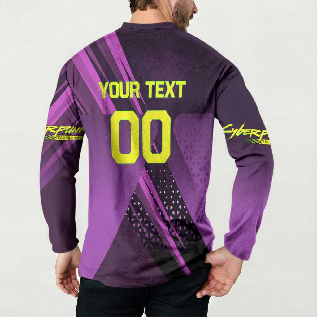 Personalized Lucy Tennis Design Button Sweatshirt with a Cyberpunk Edgerunners Theme Featuring Neon Purple and Dynamic Poses