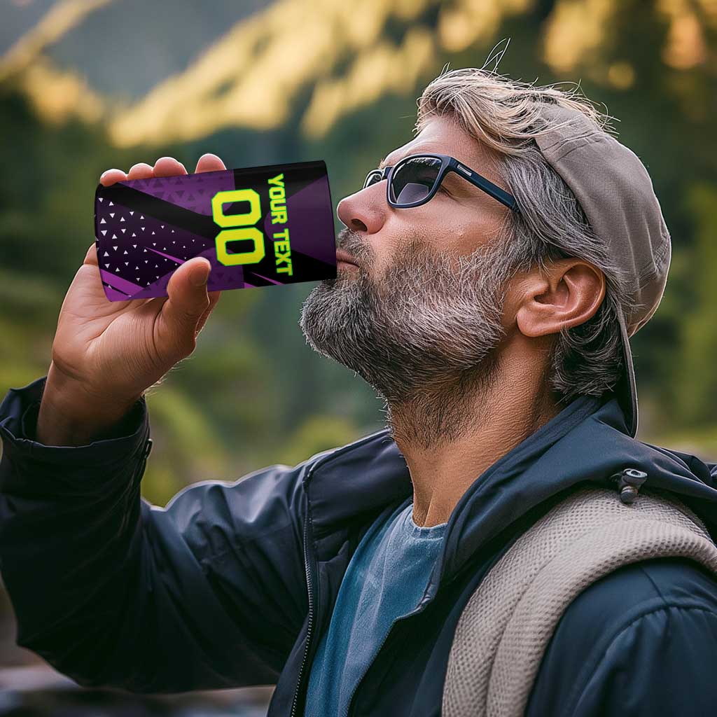 Personalized Lucy Tennis Design 4 in 1 Can Cooler Tumbler with a Cyberpunk Edgerunners Theme Featuring Neon Purple and Dynamic Poses