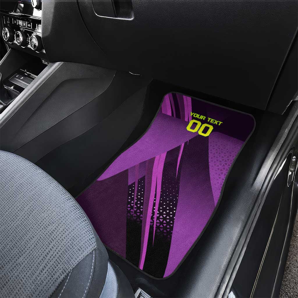 Personalized Lucy Tennis Design Car Mats with a Cyberpunk Edgerunners Theme Featuring Neon Purple and Dynamic Poses