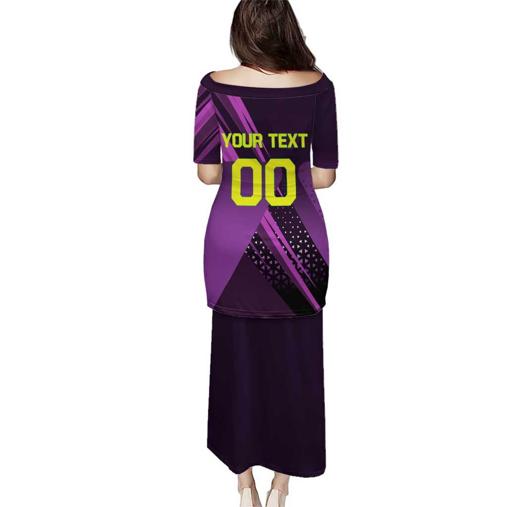 Personalized Lucy Tennis Design Family Matching Puletasi and Hawaiian Shirt with a Cyberpunk Edgerunners Theme Featuring Neon Purple and Dynamic Poses