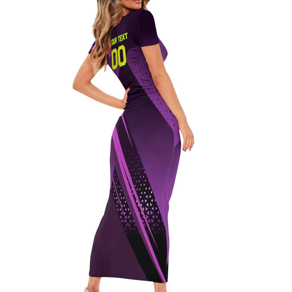 Personalized Lucy Tennis Design Family Matching Short Sleeve Bodycon Dress and Hawaiian Shirt with a Cyberpunk Edgerunners Theme Featuring Neon Purple and Dynamic Poses