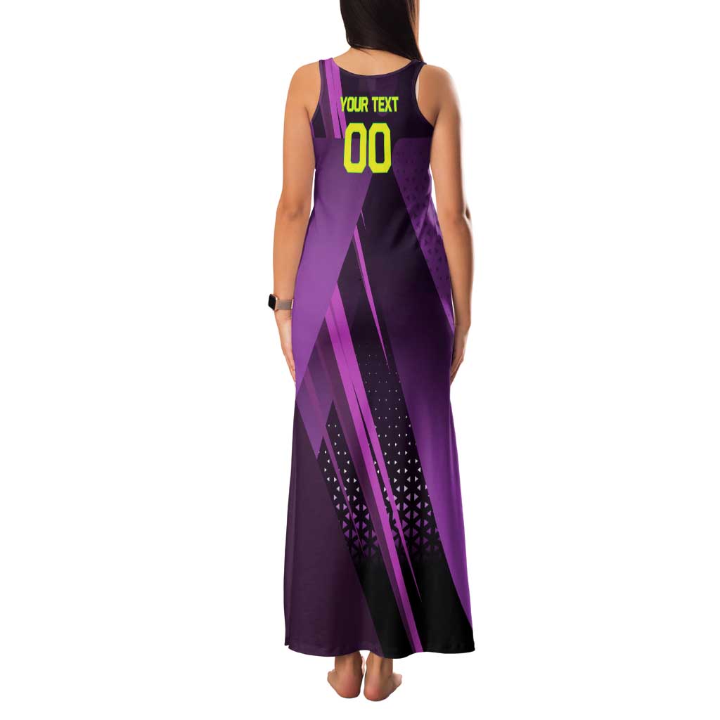 Personalized Lucy Tennis Design Family Matching Tank Maxi Dress and Hawaiian Shirt with a Cyberpunk Edgerunners Theme Featuring Neon Purple and Dynamic Poses