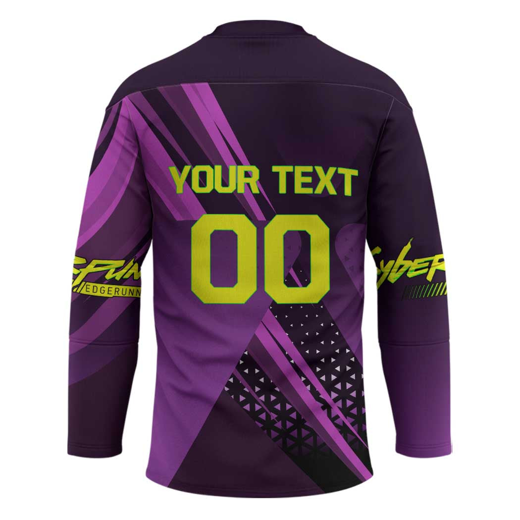 Personalized Lucy Tennis Design Hockey Jersey with a Cyberpunk Edgerunners Theme Featuring Neon Purple and Dynamic Poses