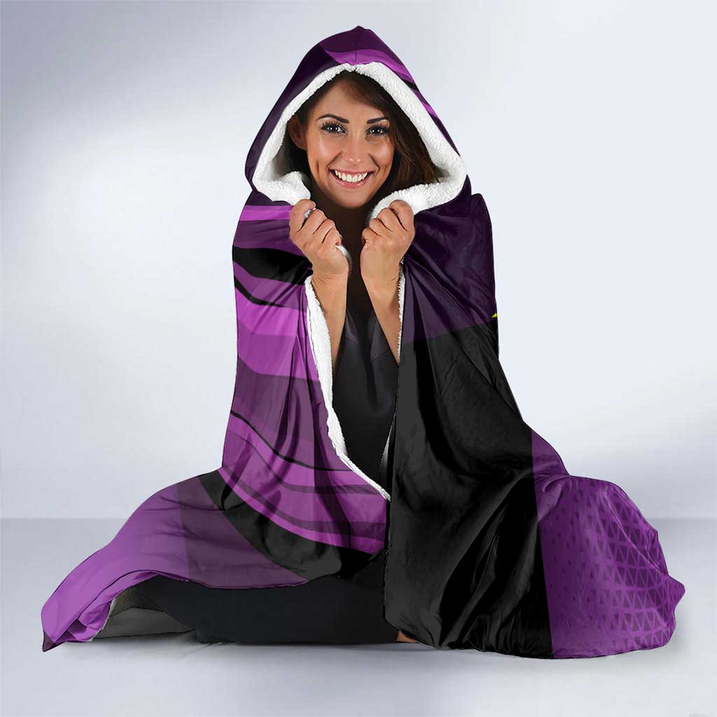 Personalized Lucy Tennis Design Hooded Blanket with a Cyberpunk Edgerunners Theme Featuring Neon Purple and Dynamic Poses