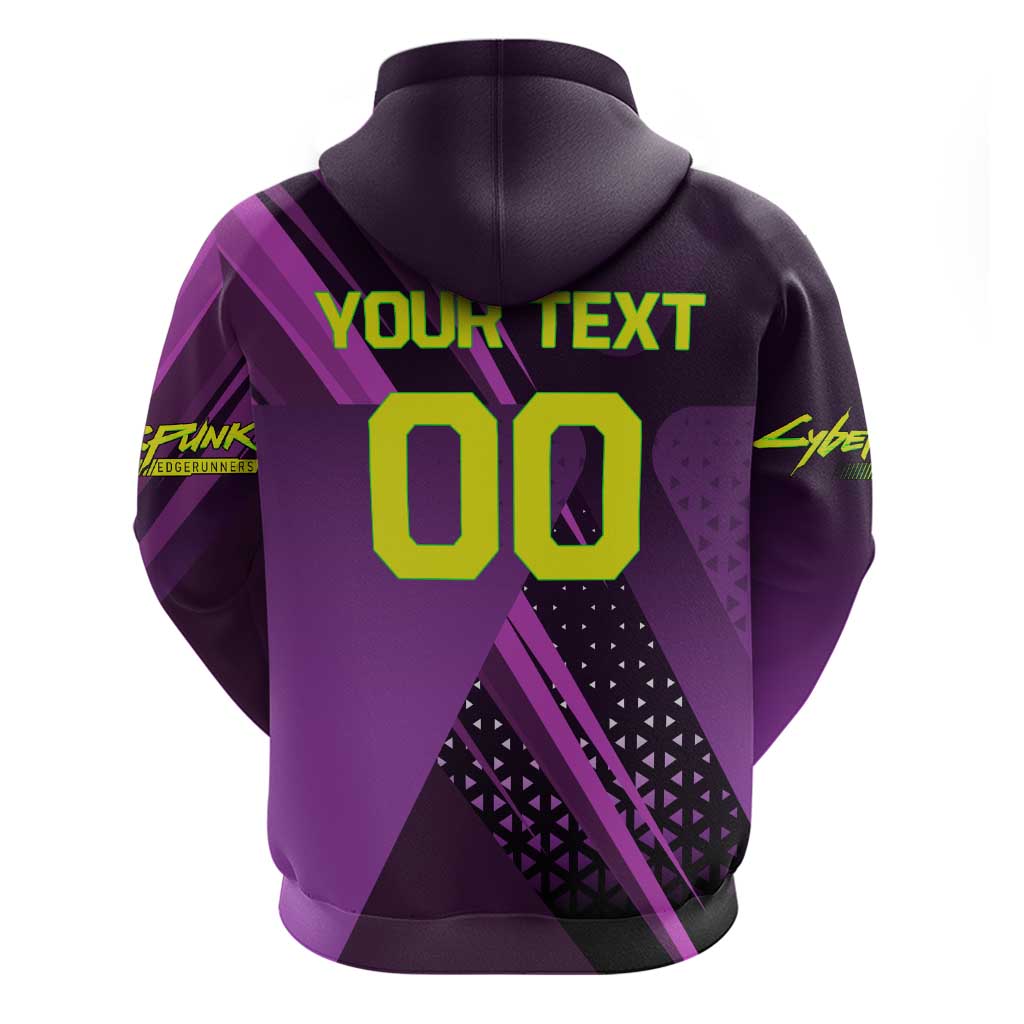 Personalized Lucy Tennis Design Hoodie with a Cyberpunk Edgerunners Theme Featuring Neon Purple and Dynamic Poses