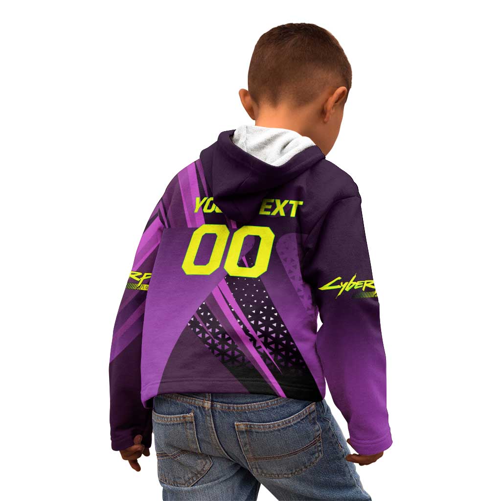Personalized Lucy Tennis Design Kid Hoodie with a Cyberpunk Edgerunners Theme Featuring Neon Purple and Dynamic Poses