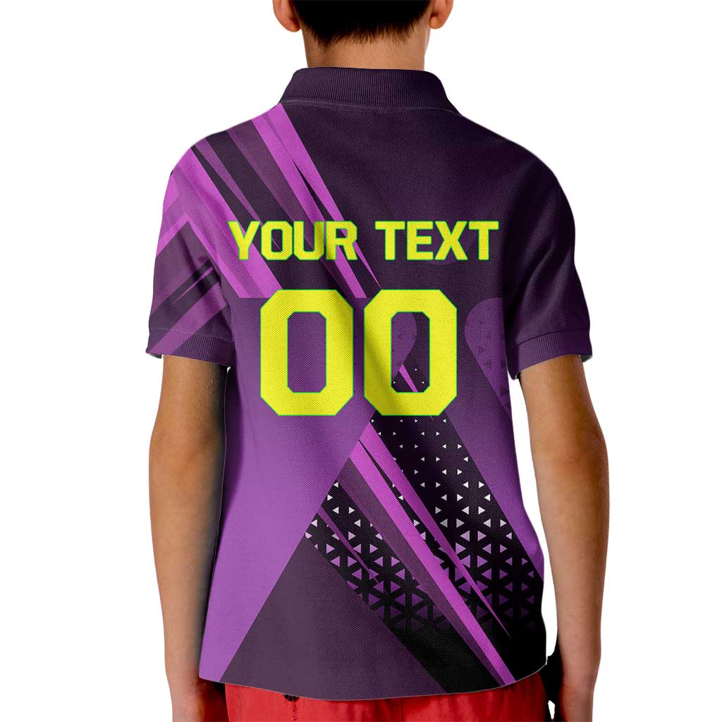 Personalized Lucy Tennis Design Kid Polo Shirt with a Cyberpunk Edgerunners Theme Featuring Neon Purple and Dynamic Poses