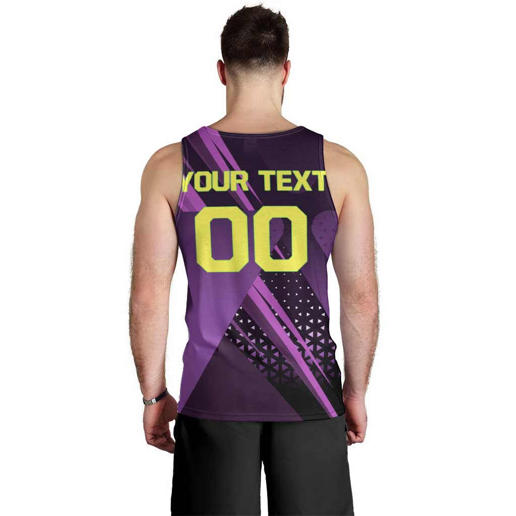 Personalized Lucy Tennis Design Men Tank Top with a Cyberpunk Edgerunners Theme Featuring Neon Purple and Dynamic Poses