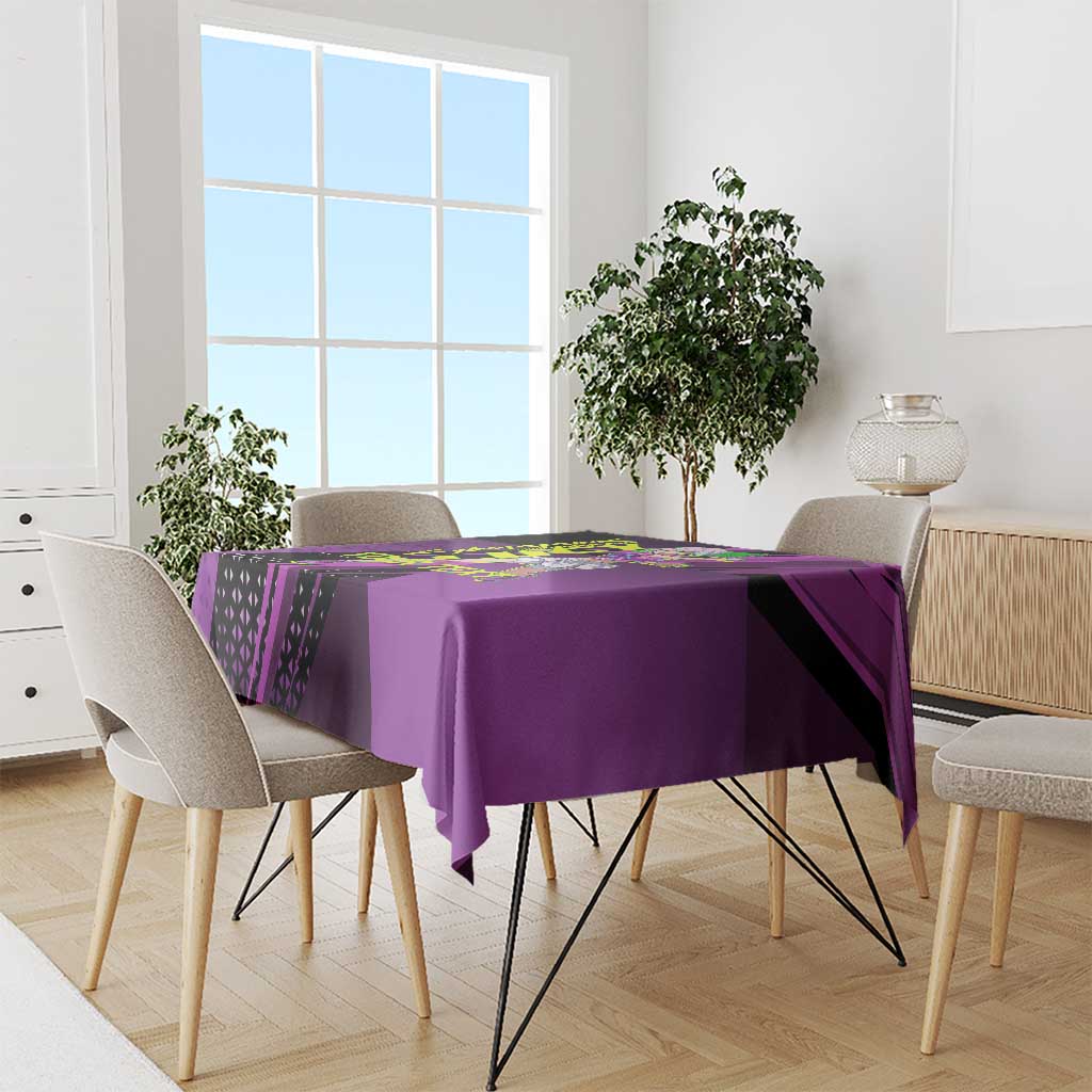 Personalized Lucy Tennis Design Tablecloth with a Cyberpunk Edgerunners Theme Featuring Neon Purple and Dynamic Poses