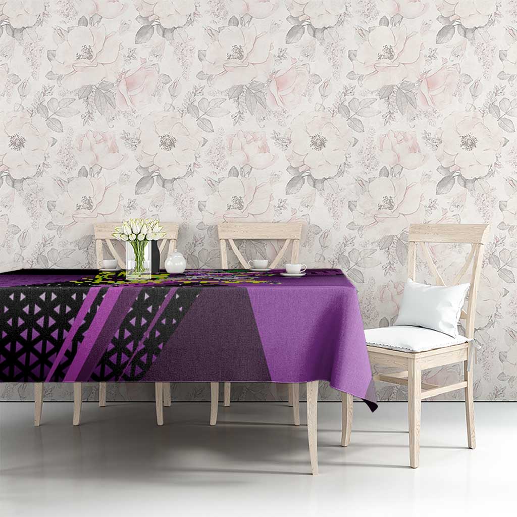 Personalized Lucy Tennis Design Tablecloth with a Cyberpunk Edgerunners Theme Featuring Neon Purple and Dynamic Poses