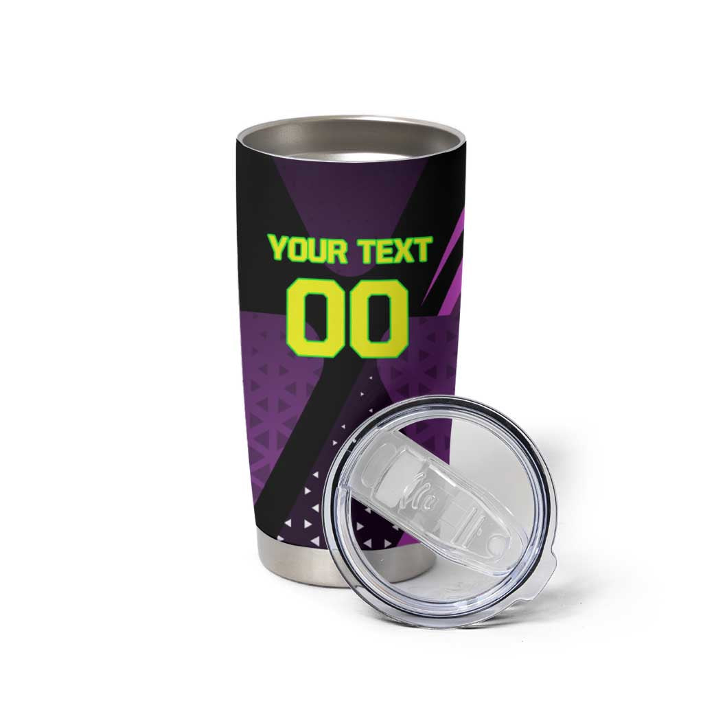 Personalized Lucy Tennis Design Tumbler Cup with a Cyberpunk Edgerunners Theme Featuring Neon Purple and Dynamic Poses