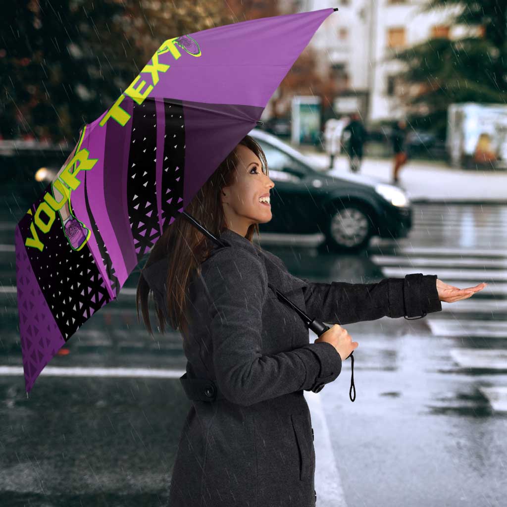 Personalized Lucy Tennis Design Umbrella with a Cyberpunk Edgerunners Theme Featuring Neon Purple and Dynamic Poses