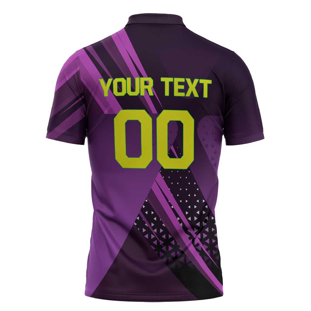 Personalized Lucy Tennis Design Zipper Polo Shirt with a Cyberpunk Edgerunners Theme Featuring Neon Purple and Dynamic Poses