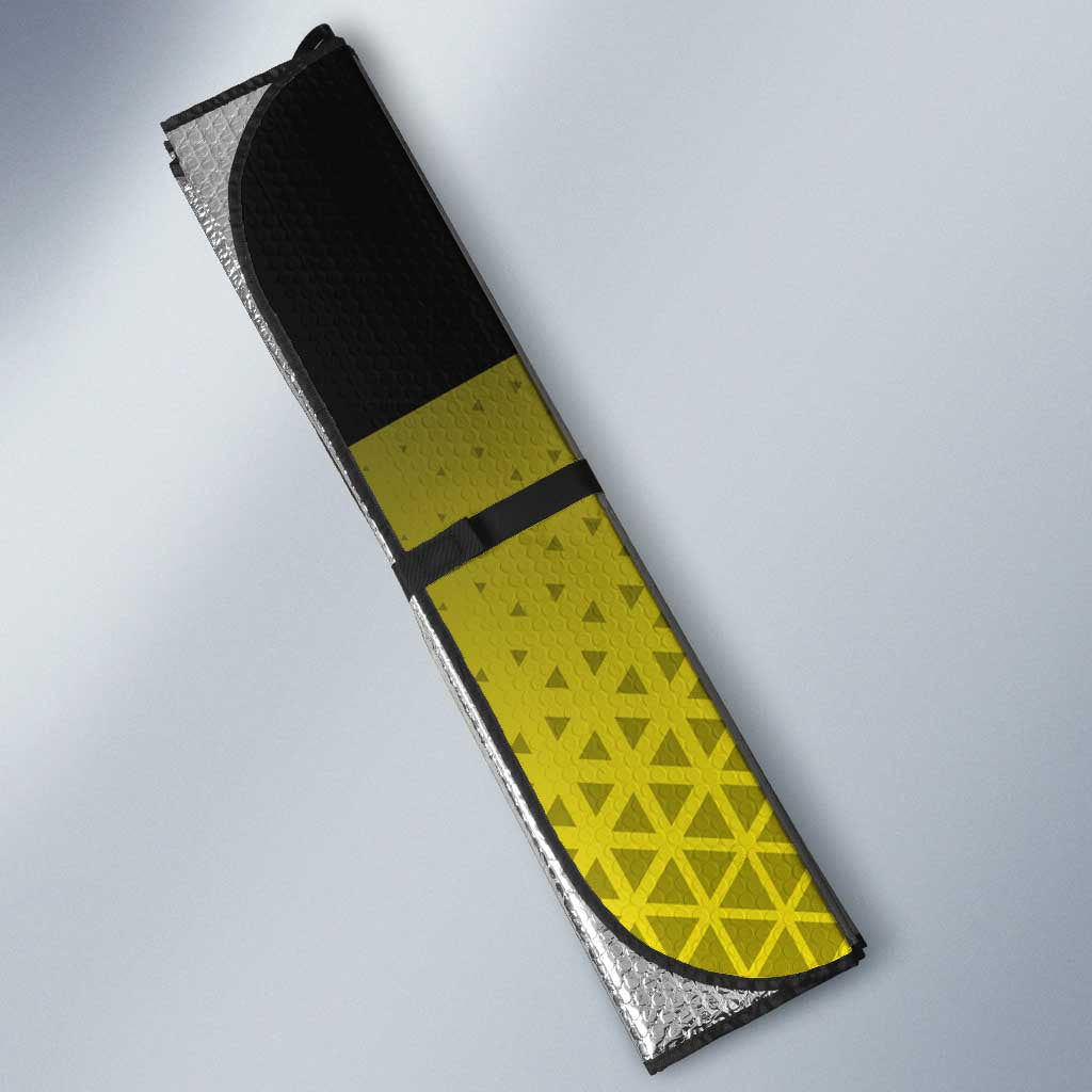 Personalized David Tennis Design Auto Sun Shade with a Cyberpunk Theme, Edgerunners Features Neon Green and Yellow Styling and a Powerful Pose