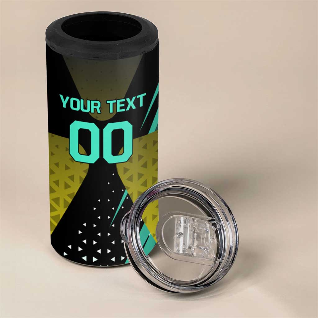 Personalized David Tennis Design 4 in 1 Can Cooler Tumbler with a Cyberpunk Theme, Edgerunners Features Neon Green and Yellow Styling and a Powerful Pose