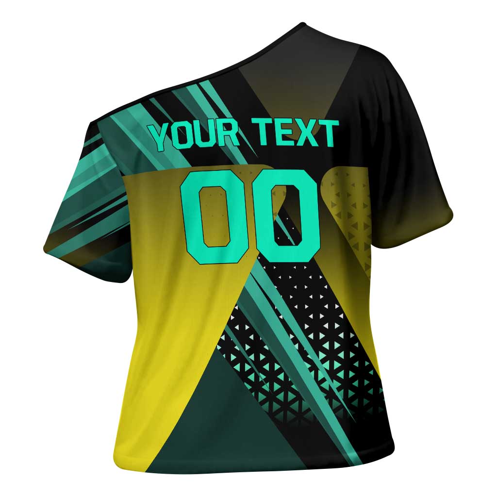 Personalized David Tennis Design Cross Shoulder Shirt with a Cyberpunk Theme, Edgerunners Features Neon Green and Yellow Styling and a Powerful Pose