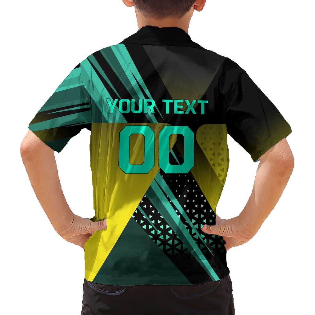 Personalized David Tennis Design Family Matching Off Shoulder Maxi Dress and Hawaiian Shirt with a Cyberpunk Theme, Edgerunners Features Neon Green and Yellow Styling and a Powerful Pose