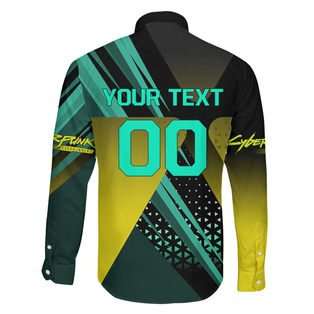 Personalized David Tennis Design Family Matching Off Shoulder Short Dress and Hawaiian Shirt with a Cyberpunk Theme, Edgerunners Features Neon Green and Yellow Styling and a Powerful Pose