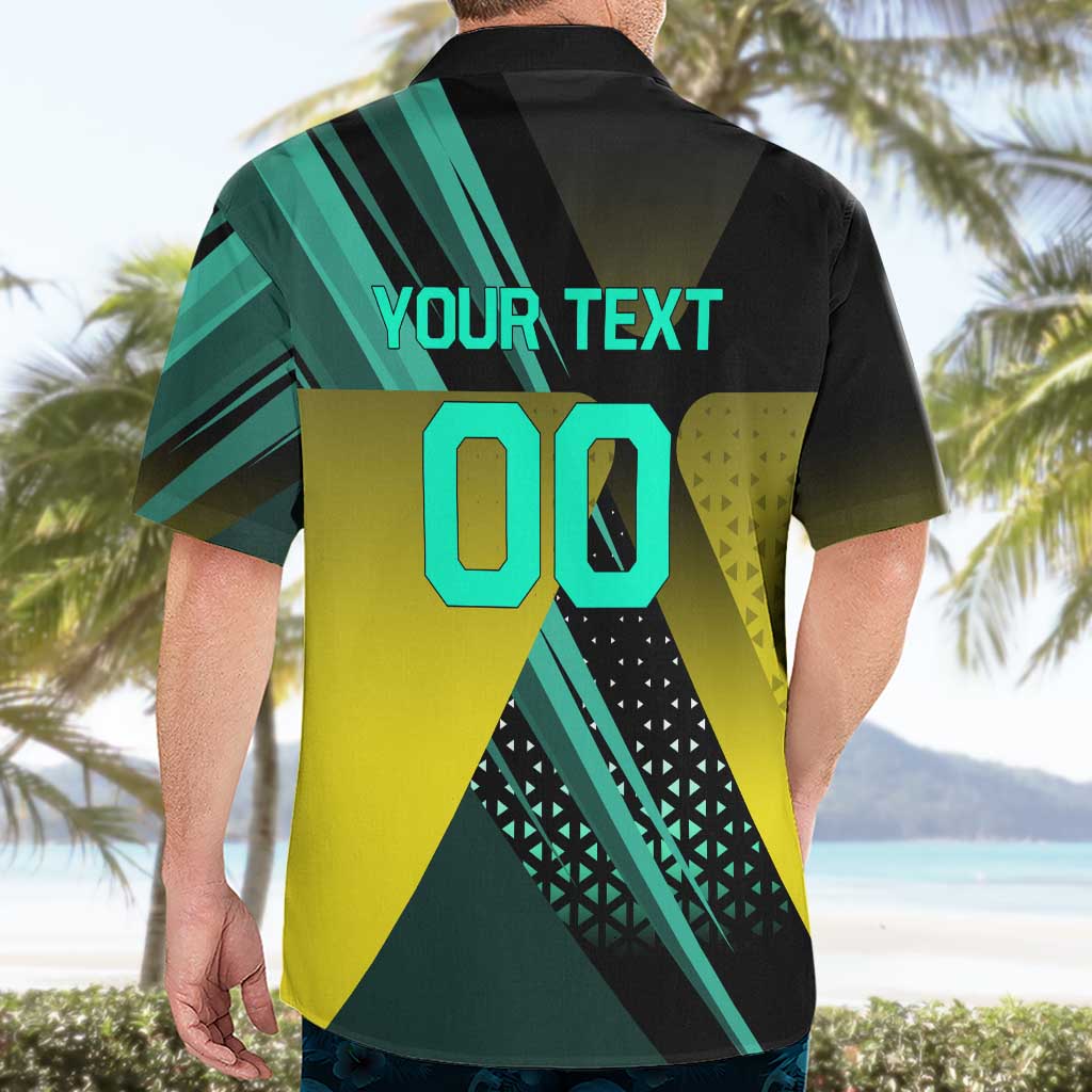 Personalized David Tennis Design Hawaiian Shirt with a Cyberpunk Theme, Edgerunners Features Neon Green and Yellow Styling and a Powerful Pose