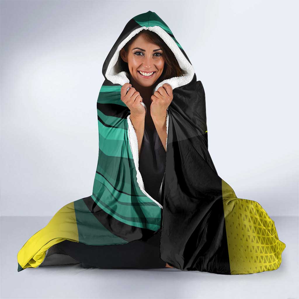 Personalized David Tennis Design Hooded Blanket with a Cyberpunk Theme, Edgerunners Features Neon Green and Yellow Styling and a Powerful Pose