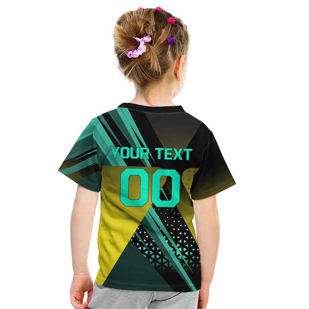 Personalized David Tennis Design Kid T Shirt with a Cyberpunk Theme, Edgerunners Features Neon Green and Yellow Styling and a Powerful Pose