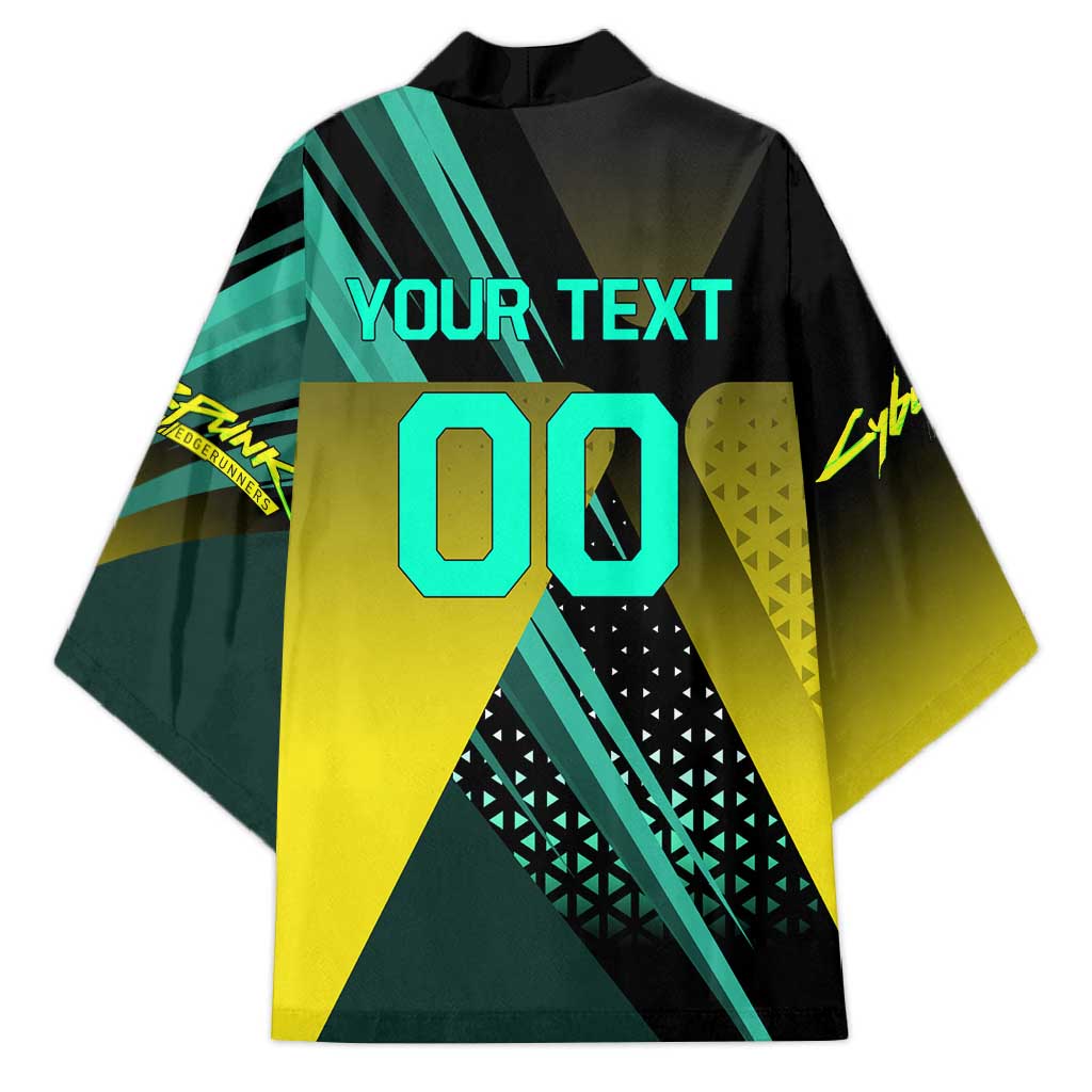 Personalized David Tennis Design Kimono with a Cyberpunk Theme, Edgerunners Features Neon Green and Yellow Styling and a Powerful Pose