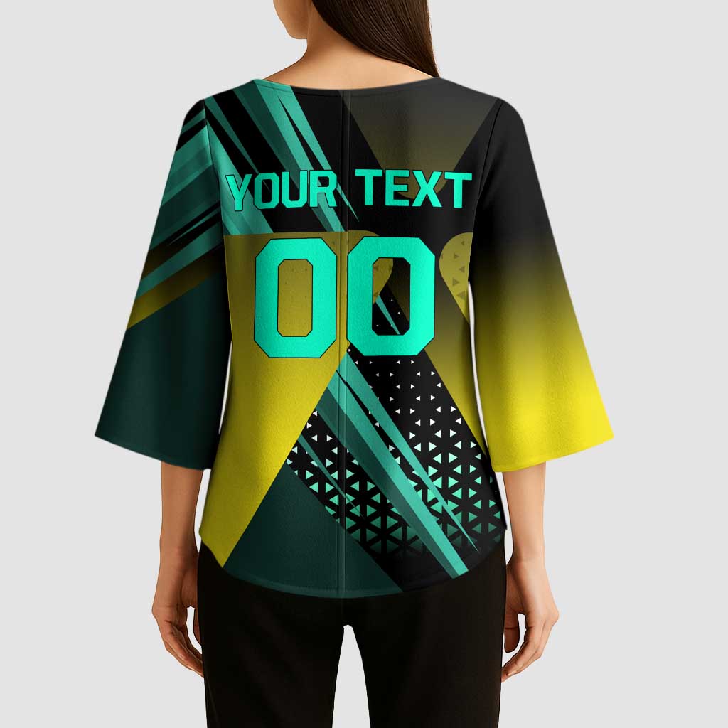 Personalized David Tennis Design Kimono Sleeve Blouse with a Cyberpunk Theme, Edgerunners Features Neon Green and Yellow Styling and a Powerful Pose