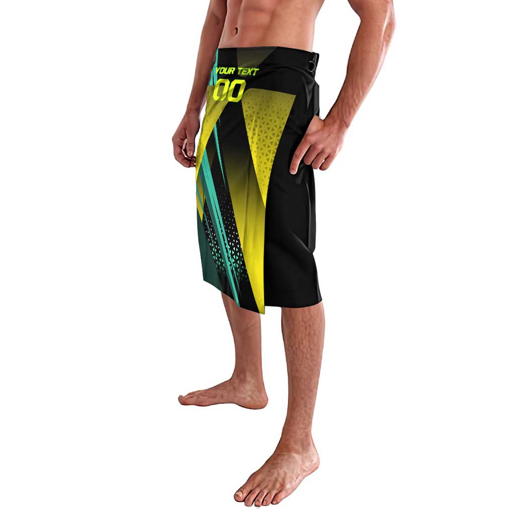 Personalized David Tennis Design Lavalava with a Cyberpunk Theme, Edgerunners Features Neon Green and Yellow Styling and a Powerful Pose