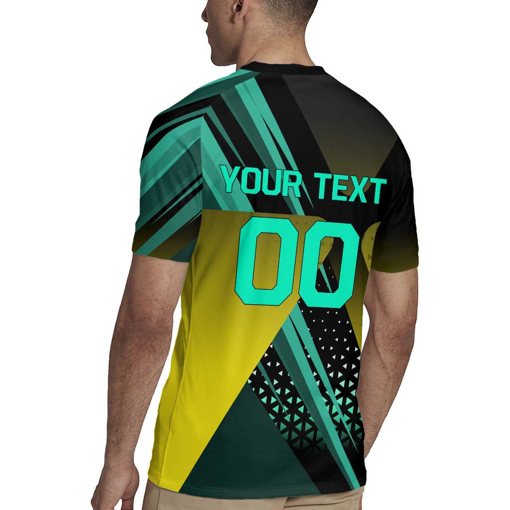 Personalized David Tennis Design Rugby Jersey with a Cyberpunk Theme, Edgerunners Features Neon Green and Yellow Styling and a Powerful Pose