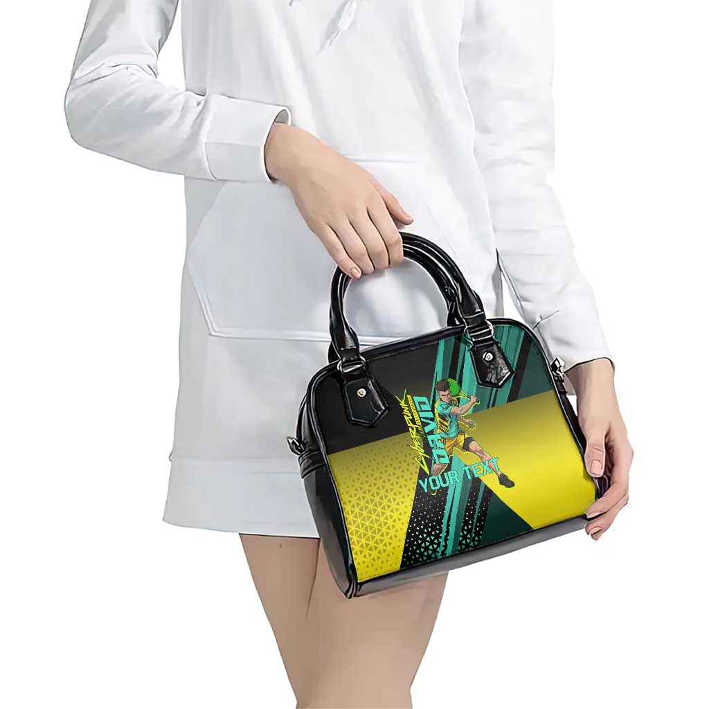 Personalized David Tennis Design Shoulder Handbag with a Cyberpunk Theme, Edgerunners Features Neon Green and Yellow Styling and a Powerful Pose